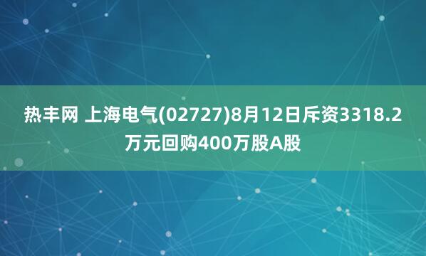 热丰网 上海电气(02727)8月12日斥资3318.2万元回购400万股A股